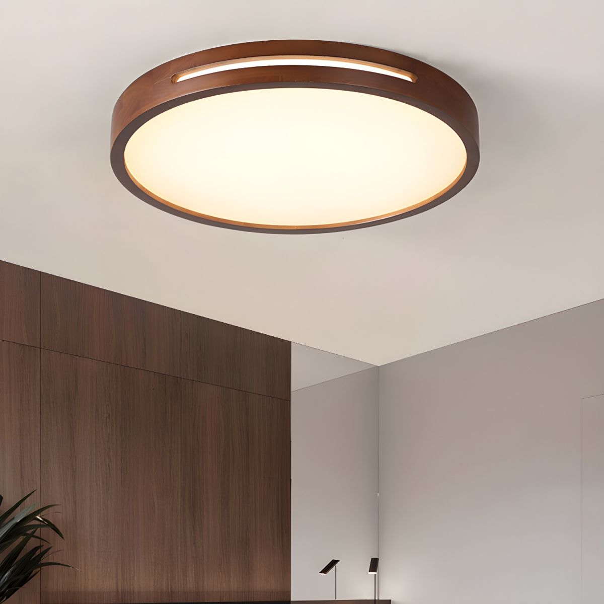 Winterwood | Round Flush Mount Ceiling Light with Wood Trim