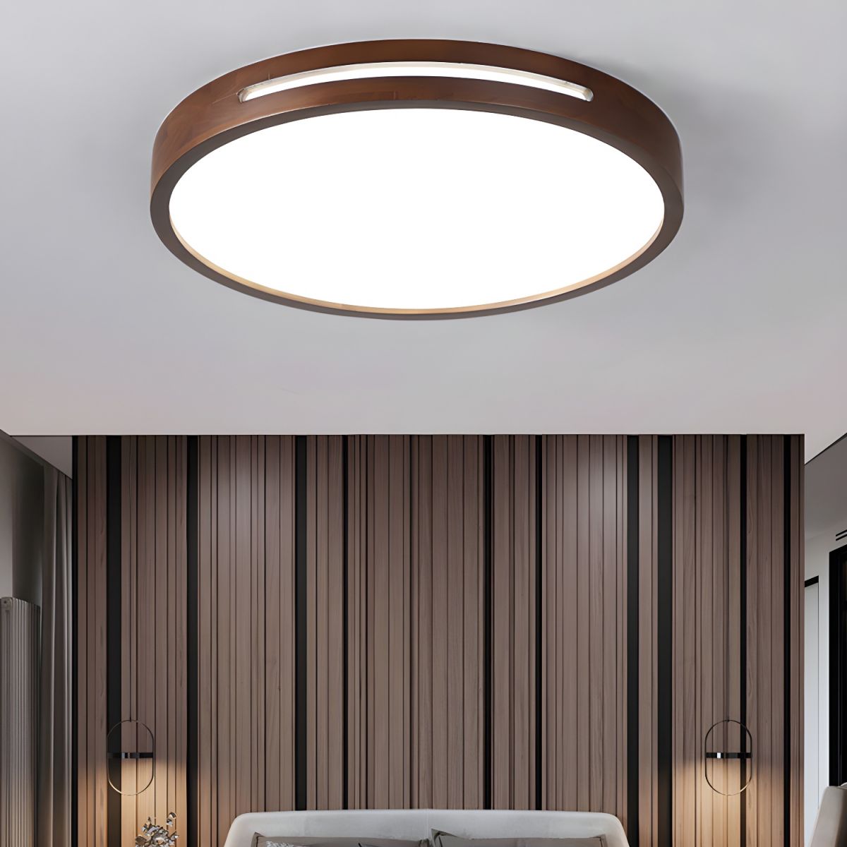 Winterwood | Round Flush Mount Ceiling Light with Wood Trim