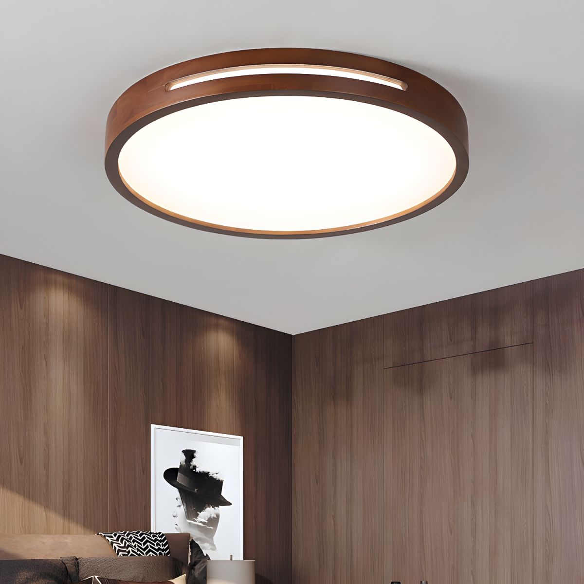 Winterwood | Round Flush Mount Ceiling Light with Wood Trim