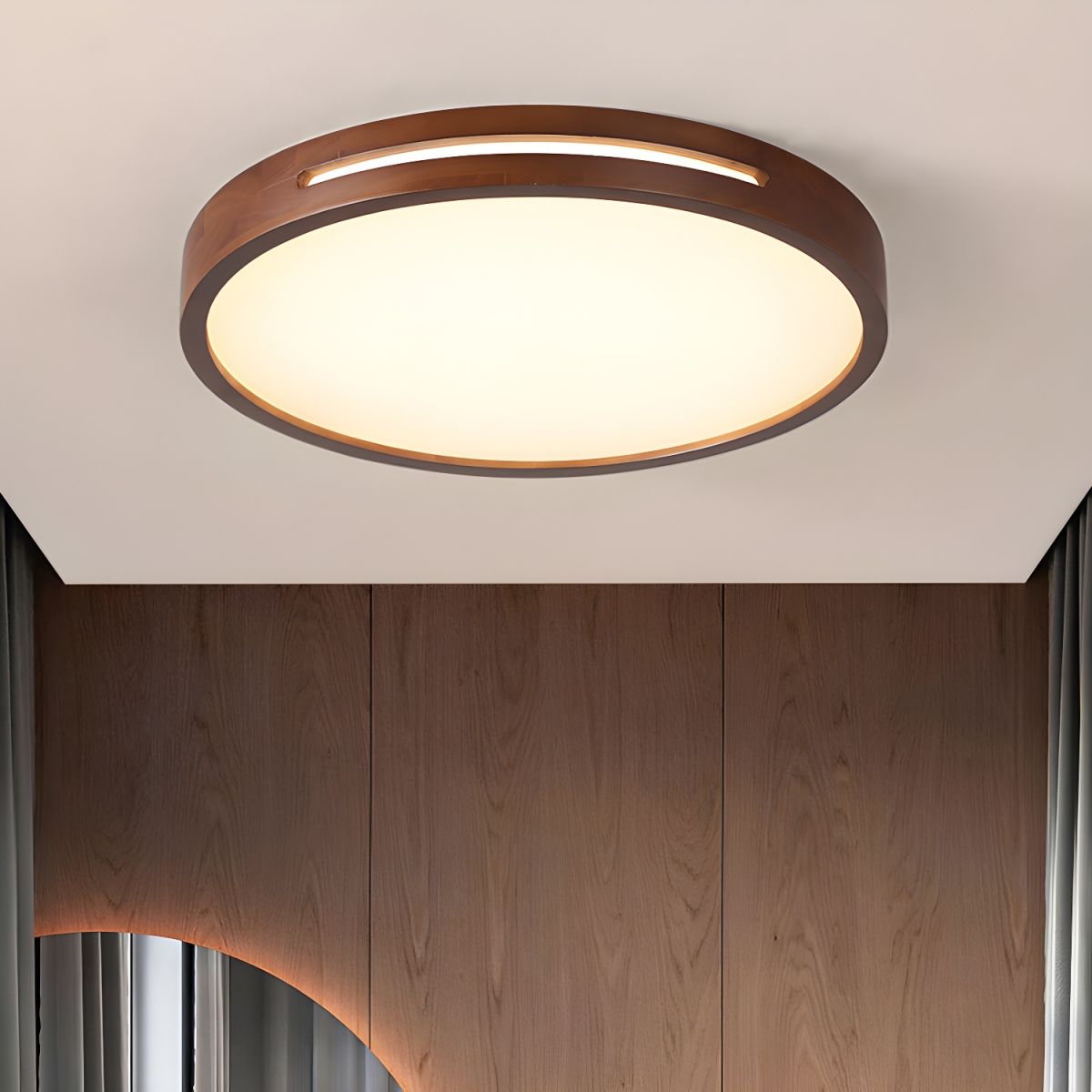 Winterwood | Round Flush Mount Ceiling Light with Wood Trim