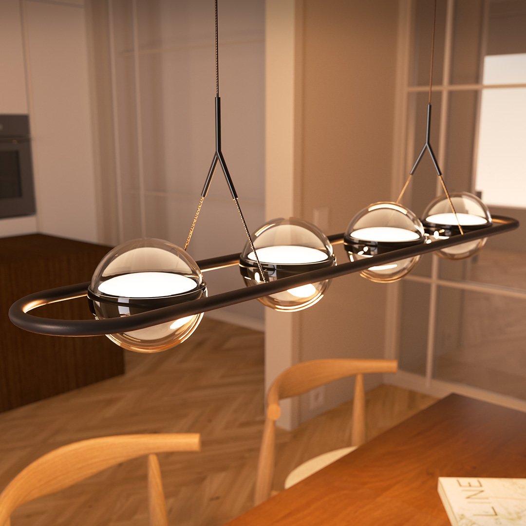 Lyrath | Four-Light Pendant Fixture with Glass Spheres