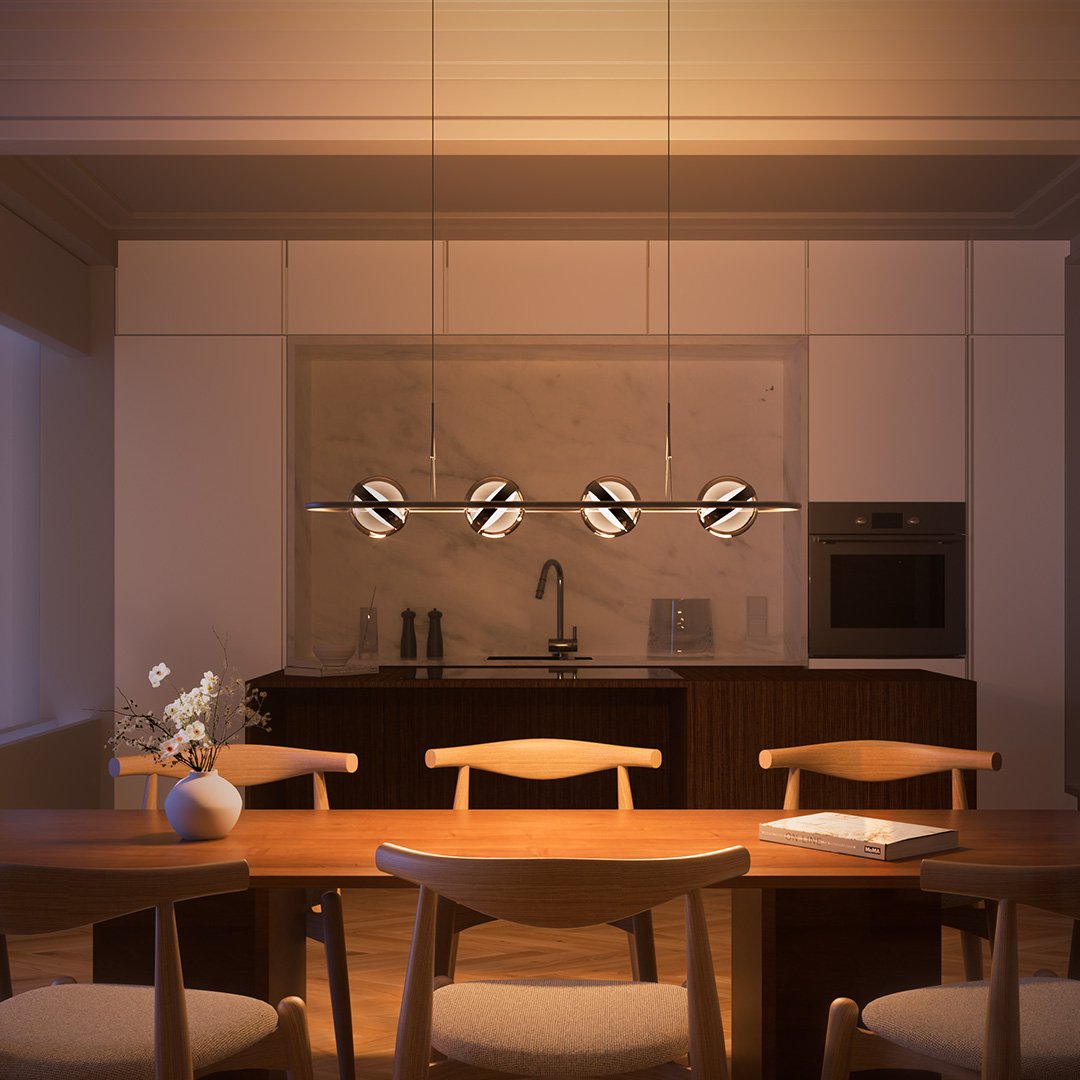 Lyrath | Four-Light Pendant Fixture with Glass Spheres