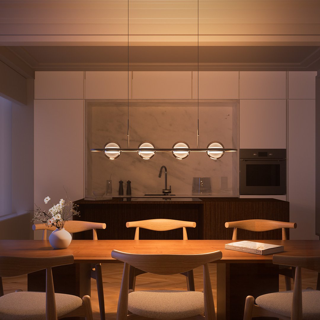 Lyrath | Four-Light Pendant Fixture with Glass Spheres