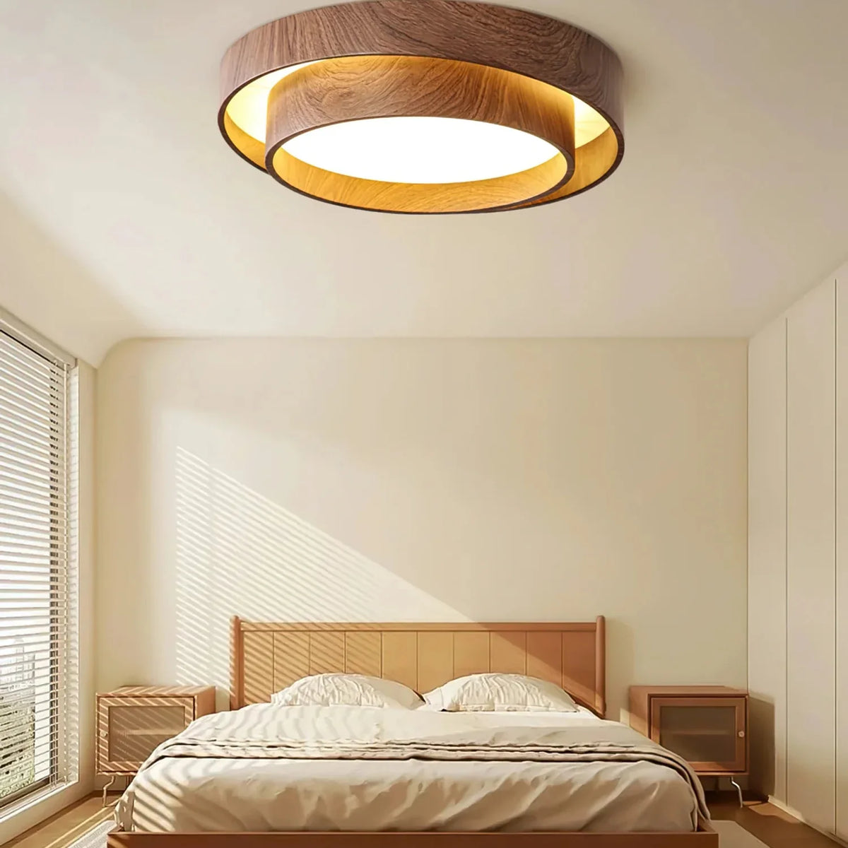 Quasar | Walnut-Tone Ceiling Light with Integrated LED