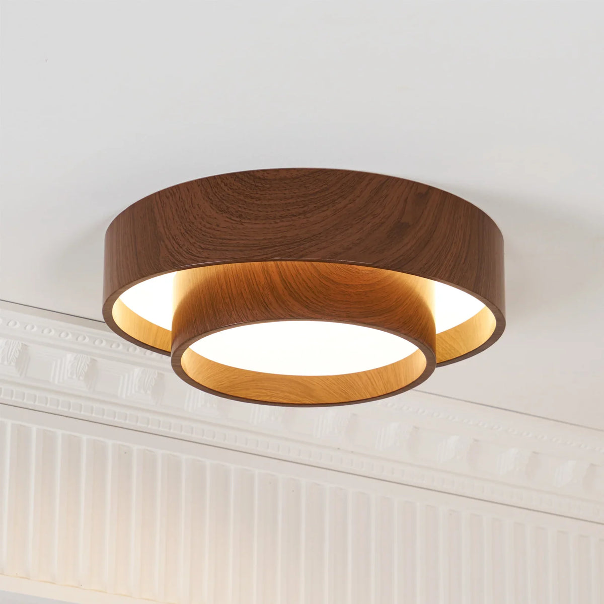 Quasar | Walnut-Tone Ceiling Light with Integrated LED