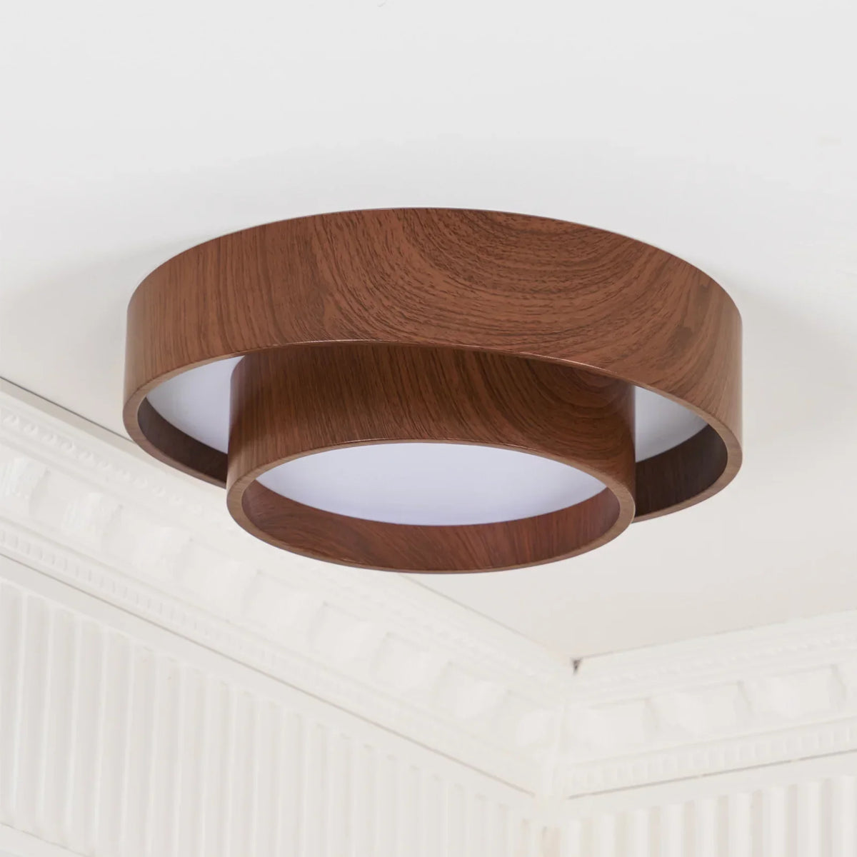 Quasar | Walnut-Tone Ceiling Light with Integrated LED
