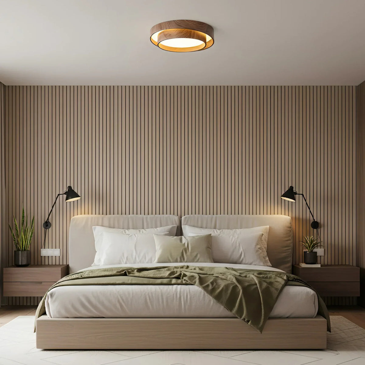Quasar | Walnut-Tone Ceiling Light with Integrated LED