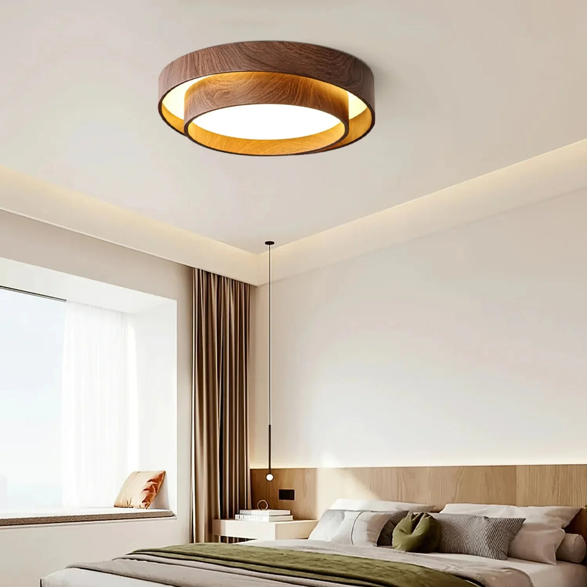 Quasar | Walnut-Tone Ceiling Light with Integrated LED