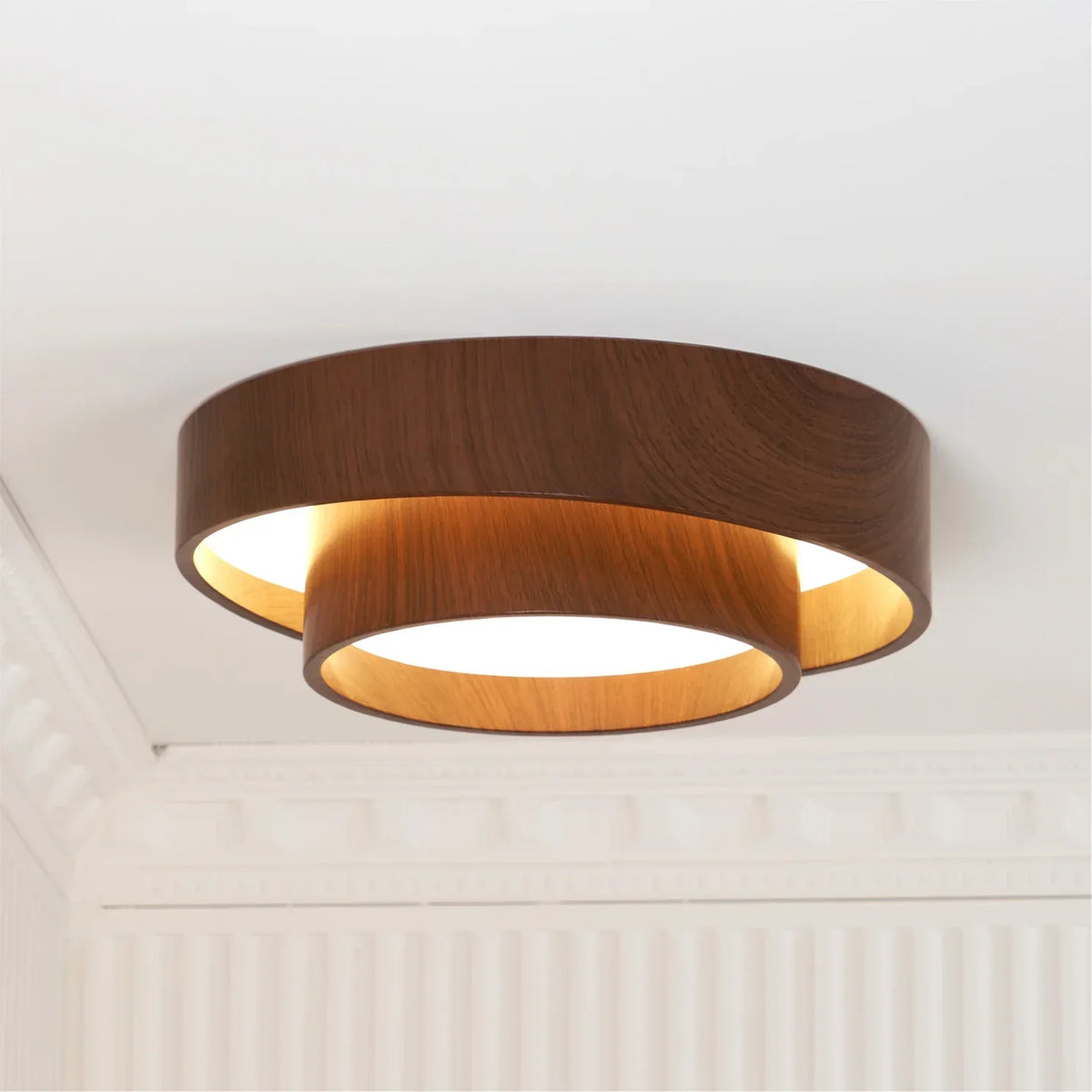Quasar | Walnut-Tone Ceiling Light with Integrated LED