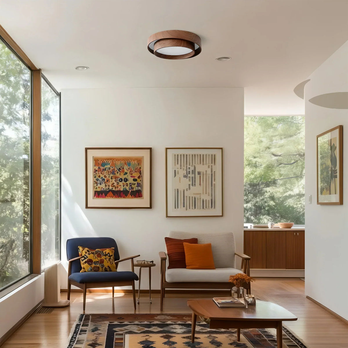 Quasar | Walnut-Tone Ceiling Light with Integrated LED