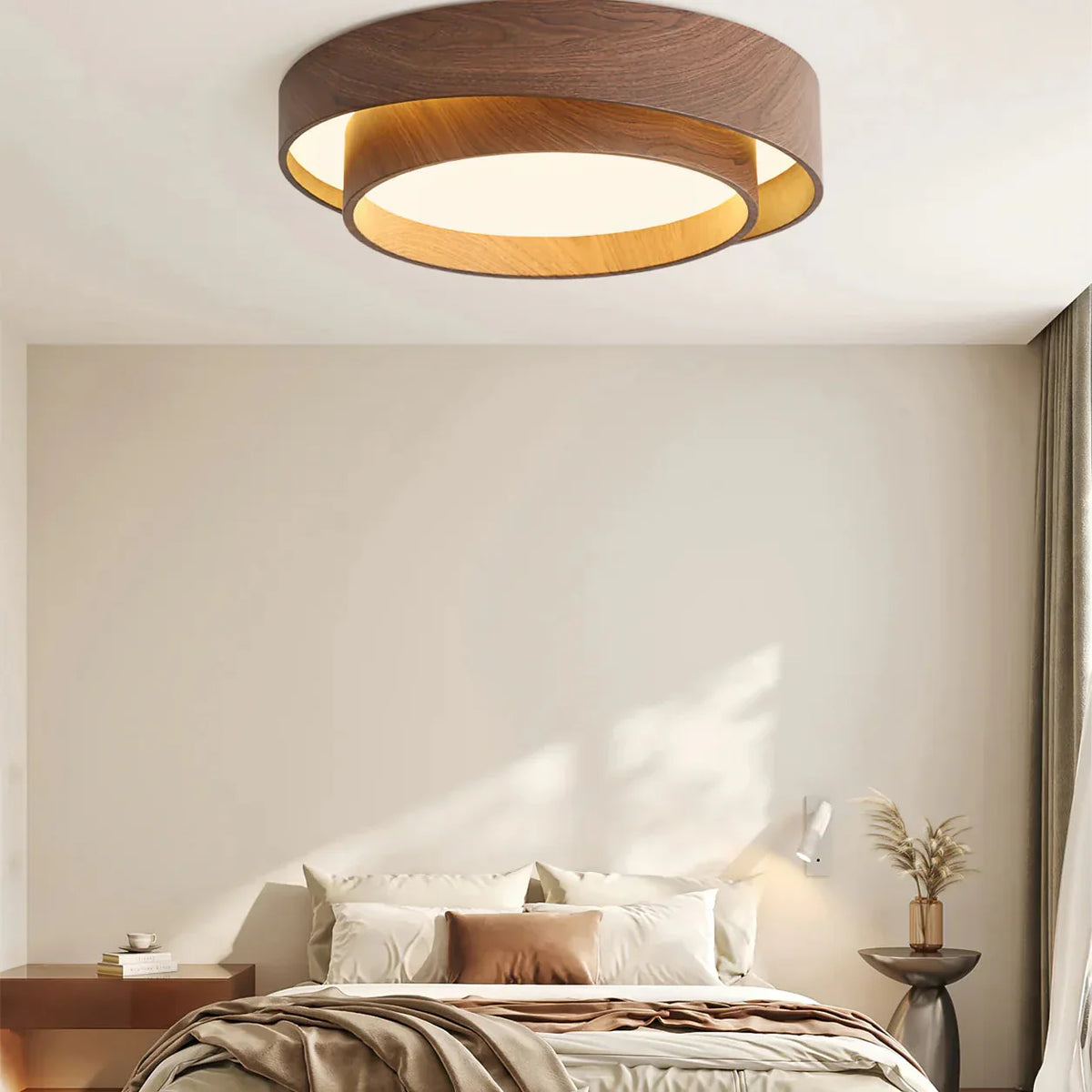 Quasar | Walnut-Tone Ceiling Light with Integrated LED