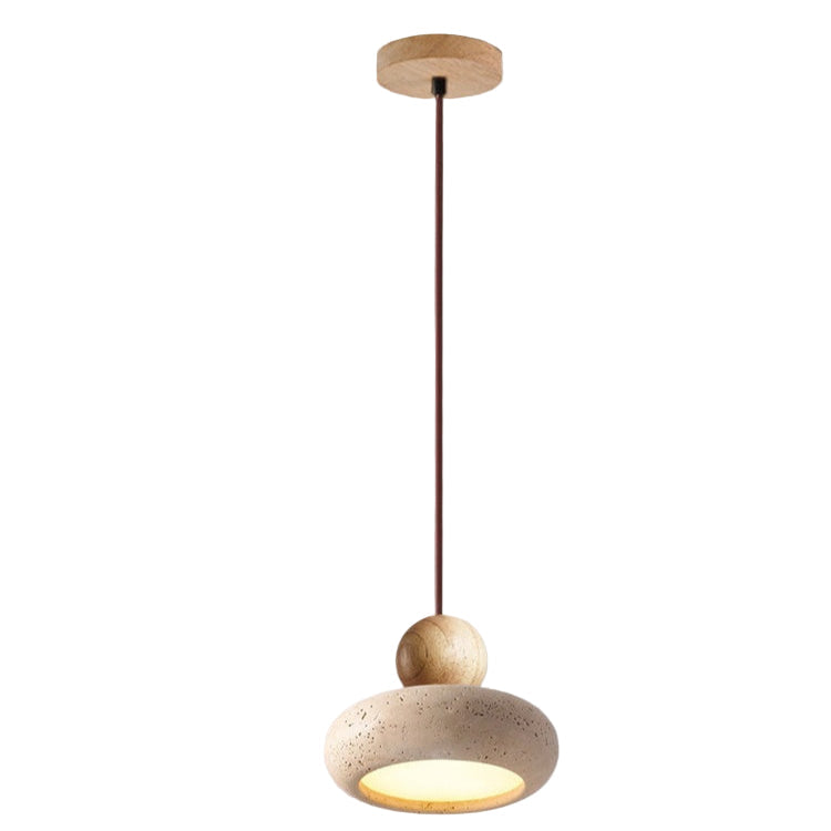 Terranova | Travertine Stone and Wood Pendant Light
