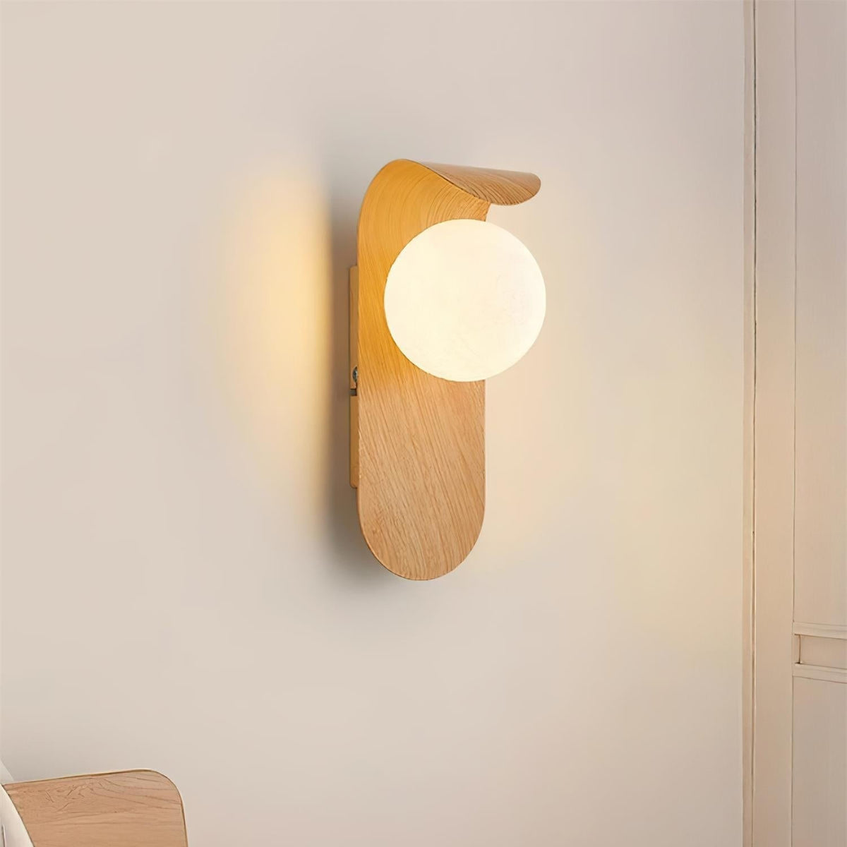 Penbrook | Wood and Frosted Glass Wall Light