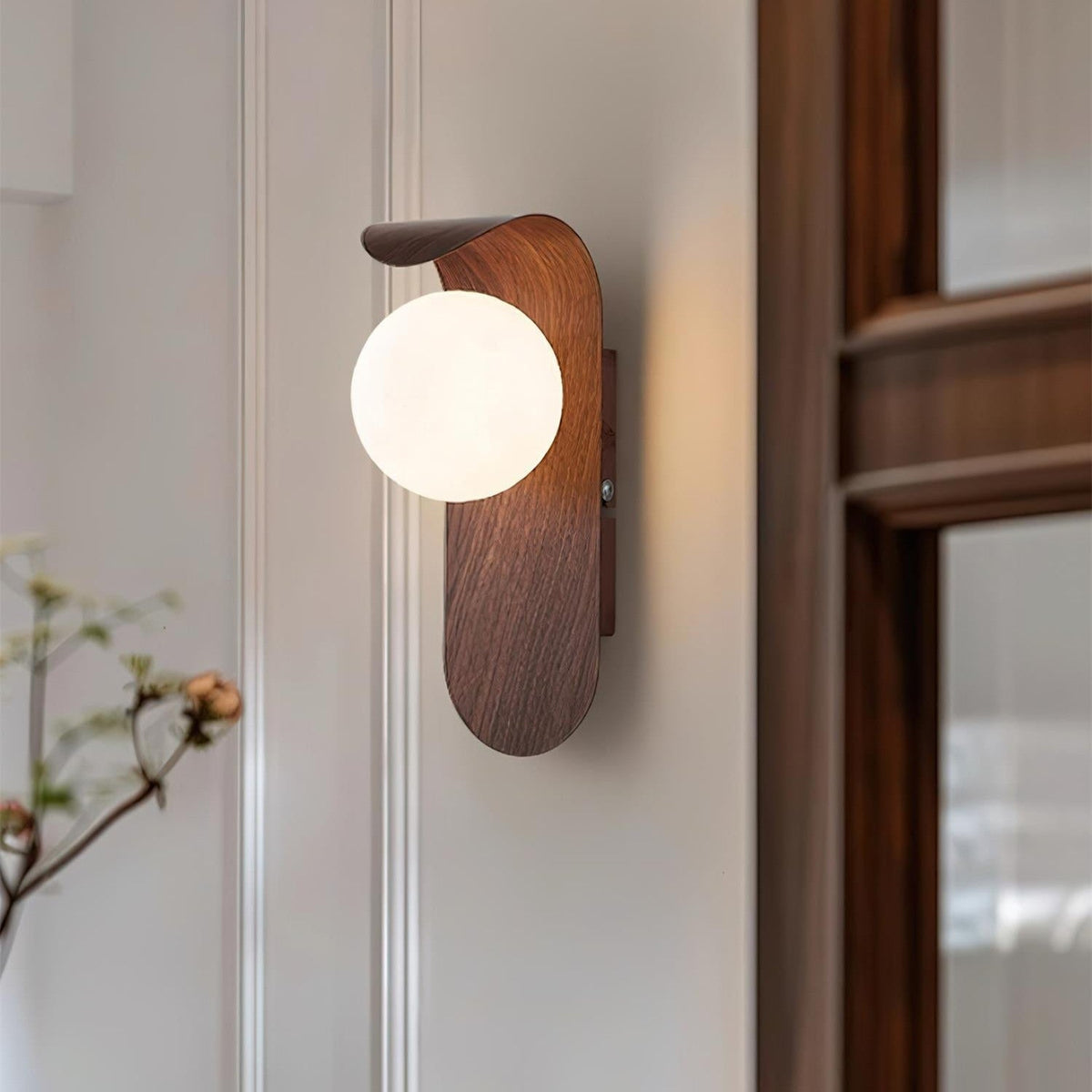 Penbrook | Wood and Frosted Glass Wall Light