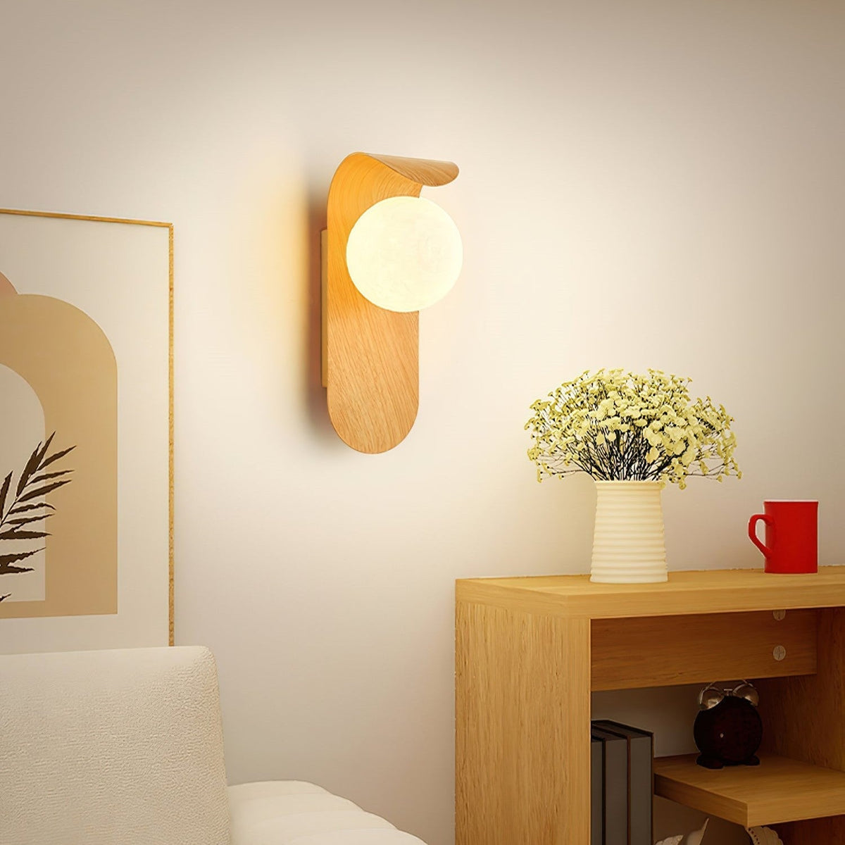 Penbrook | Wood and Frosted Glass Wall Light
