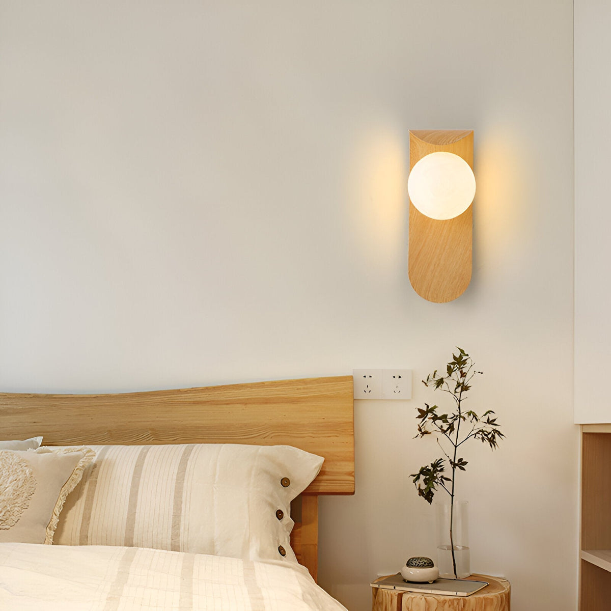 Penbrook | Wood and Frosted Glass Wall Light