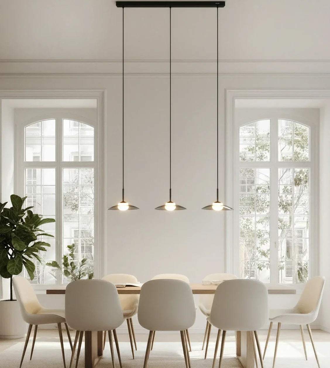 Ophelis | Three-Light Pendant with Smoked Glass Shades