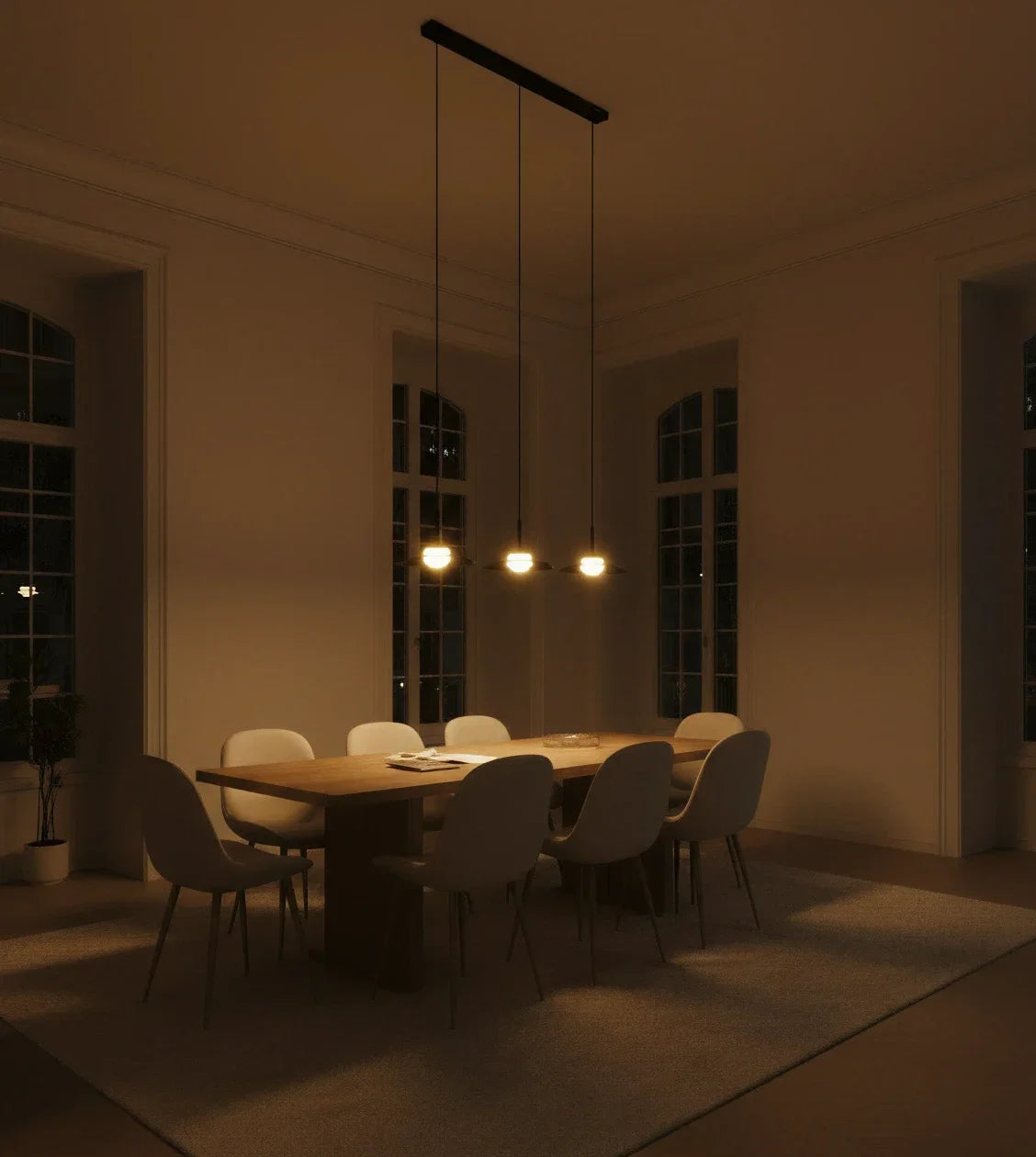 Ophelis | Three-Light Pendant with Smoked Glass Shades