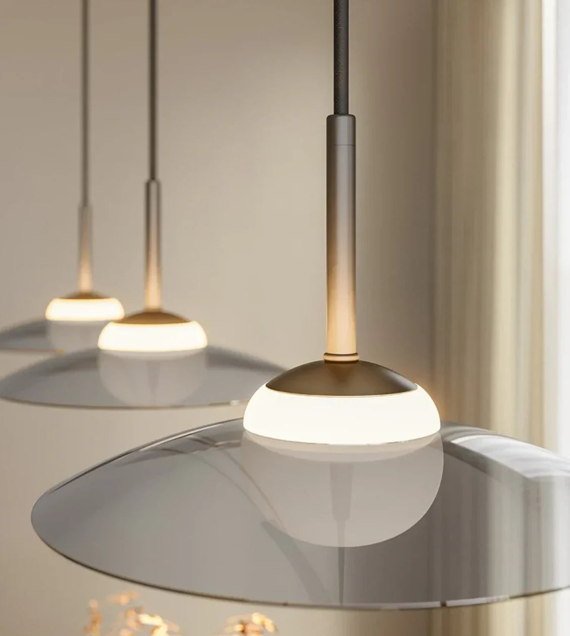 Ophelis | Three-Light Pendant with Smoked Glass Shades