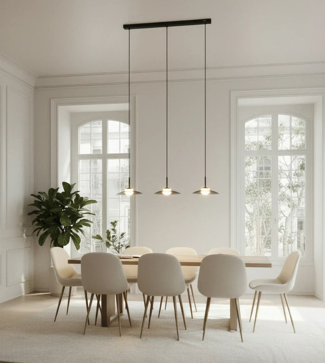 Ophelis | Three-Light Pendant with Smoked Glass Shades