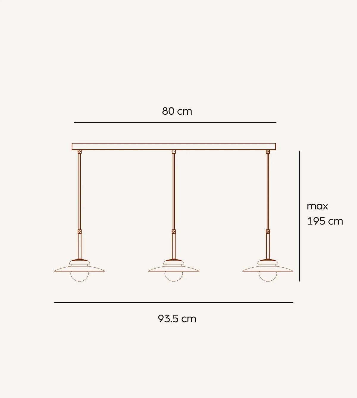 Ophelis | Three-Light Pendant with Smoked Glass Shades
