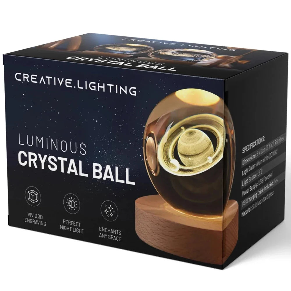 Galaxion | 3D Crystal Ball Table Lamp with Wood Base