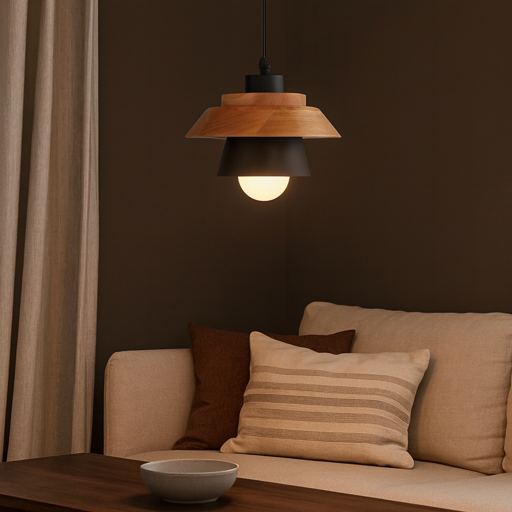 Oriel | Nordic Pendant Light with Wood and Metal