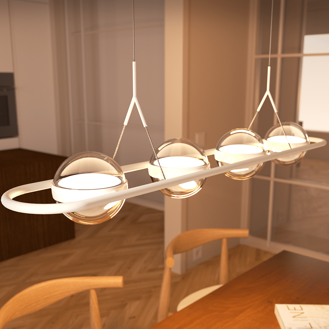 Lyrath | Four-Light Pendant Fixture with Glass Spheres