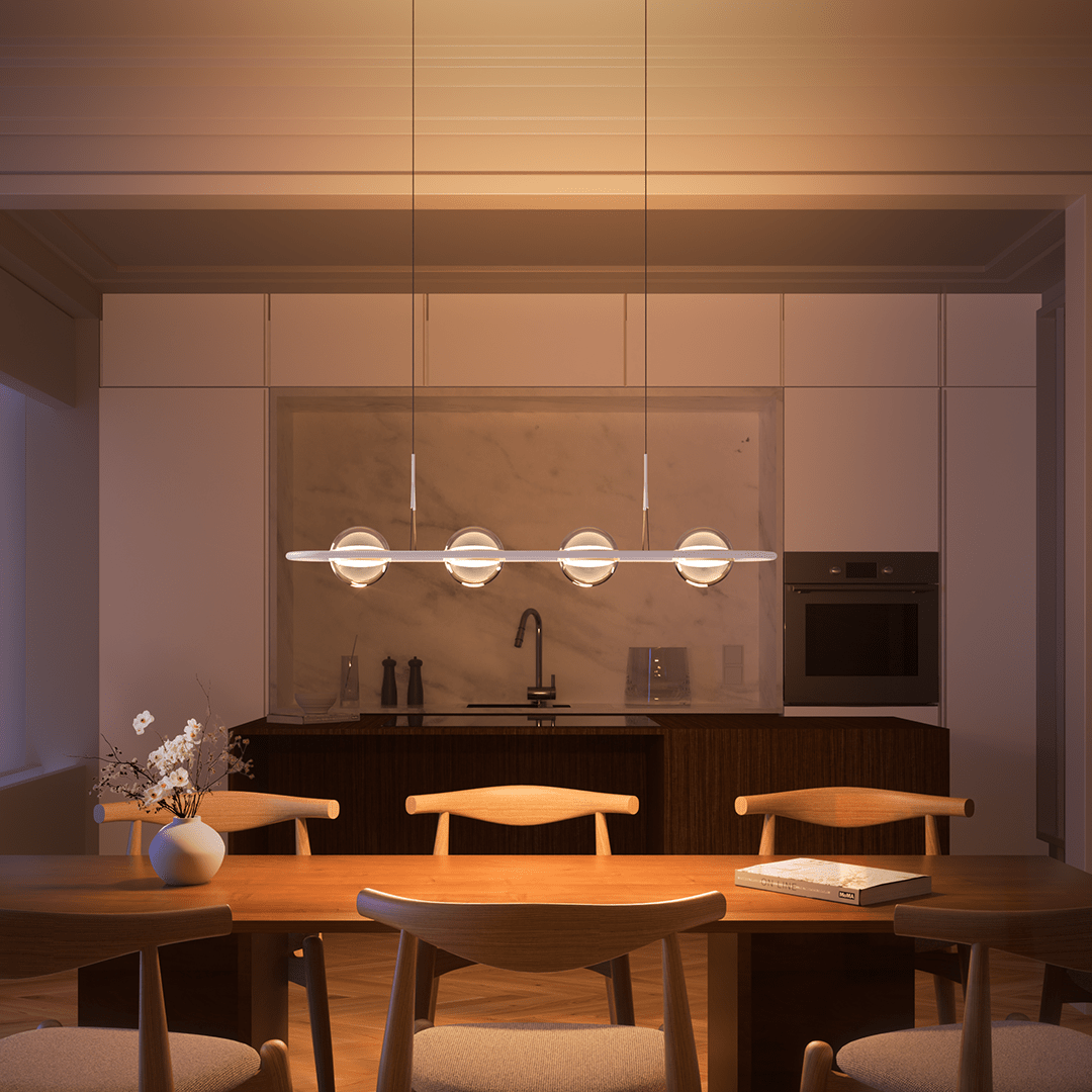 Lyrath | Four-Light Pendant Fixture with Glass Spheres