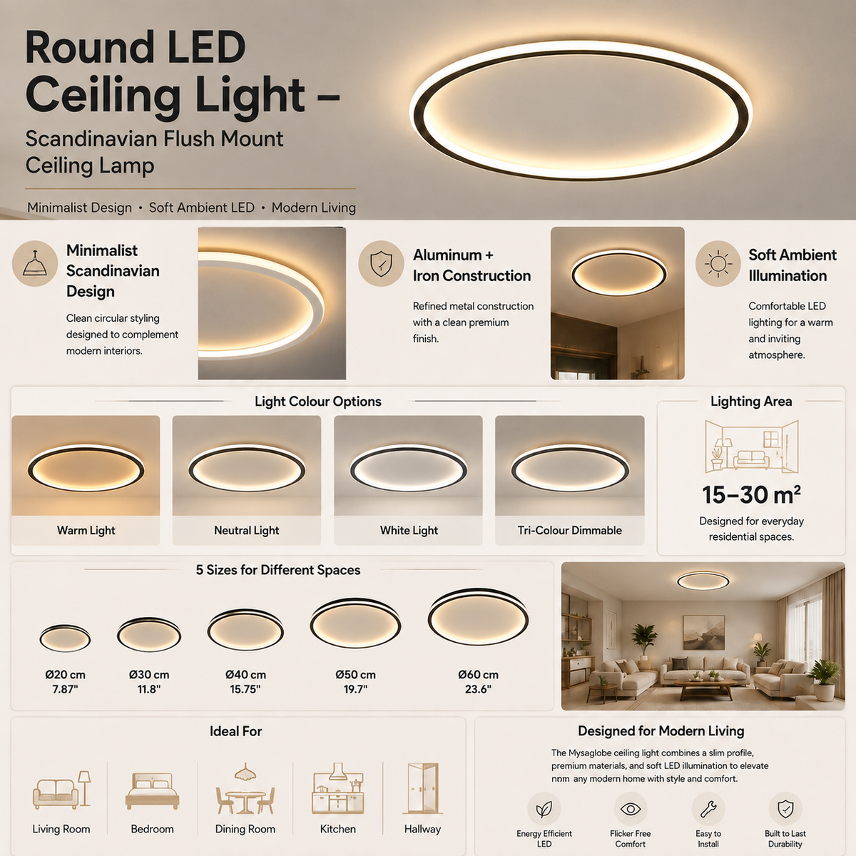 Rune | Round LED Ceiling Light