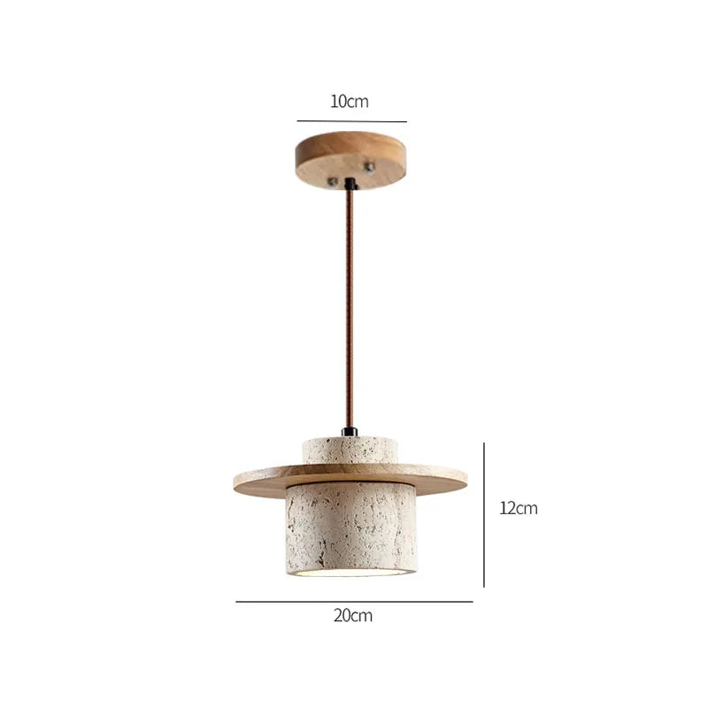 Riverstone | Pendant Light with Travertine and Wood Detailing