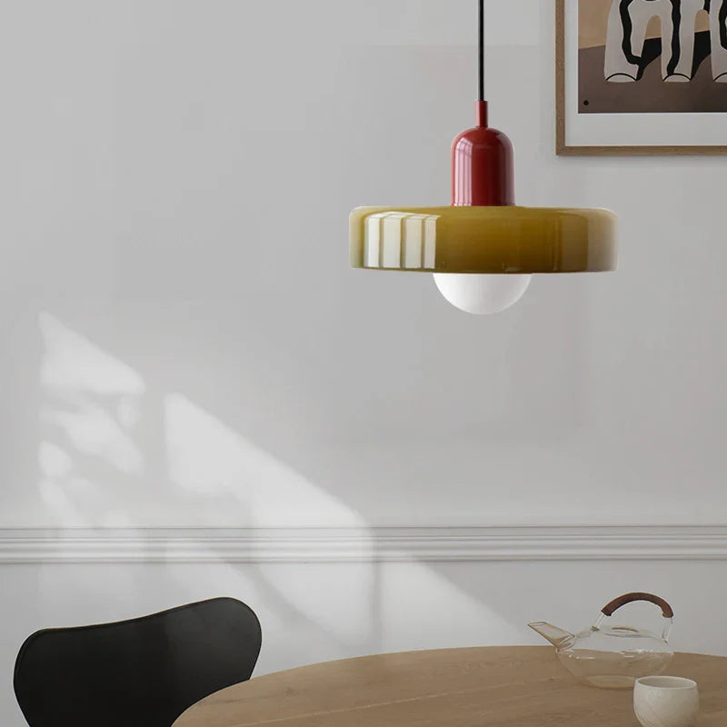 Lucienne | Glass Pendant Light with Coloured Shade