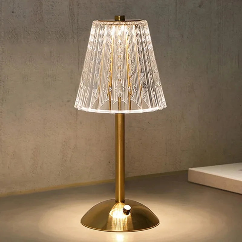 Zinovia | Rechargeable Crystal Table Lamp with Gold Finish