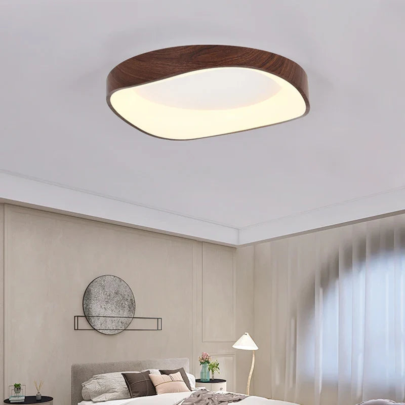 Foxwell | Scandinavian Flush Mount Ceiling Light with Wood Finish