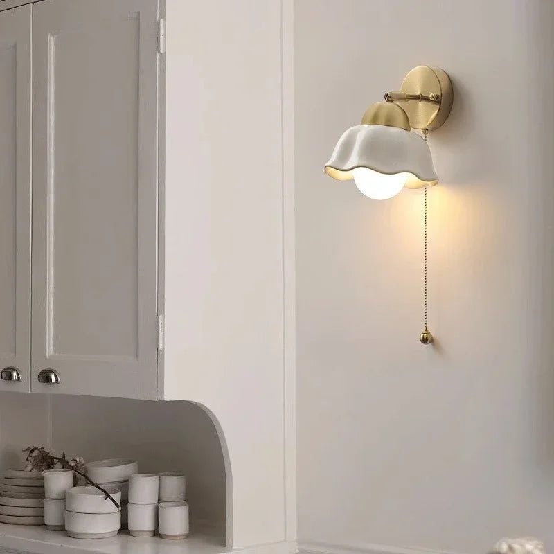 Petaline | Wavy Shade Pull-Chain Wall Light