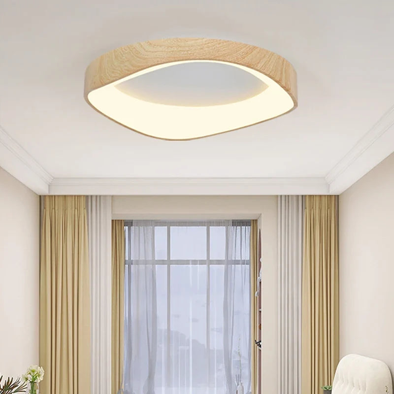 Foxwell | Scandinavian Flush Mount Ceiling Light with Wood Finish
