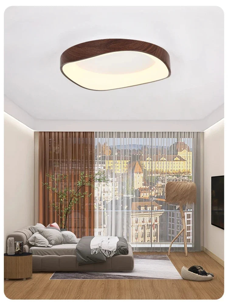 Foxwell | Scandinavian Flush Mount Ceiling Light with Wood Finish