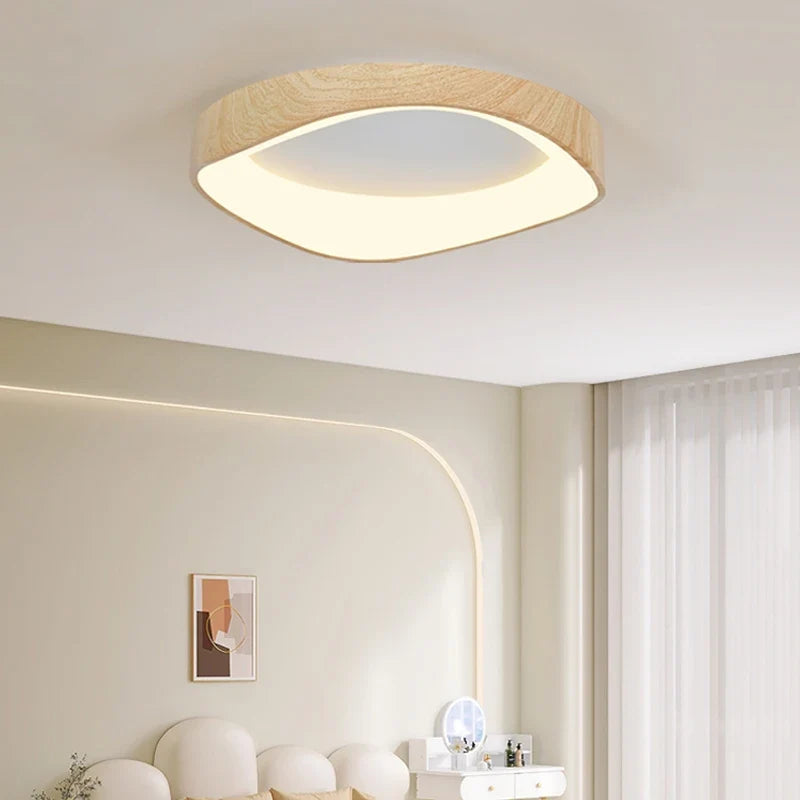 Foxwell | Scandinavian Flush Mount Ceiling Light with Wood Finish