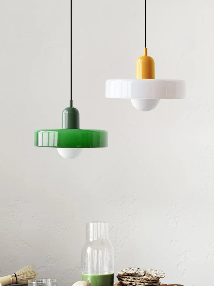 Lucienne | Glass Pendant Light with Coloured Shade