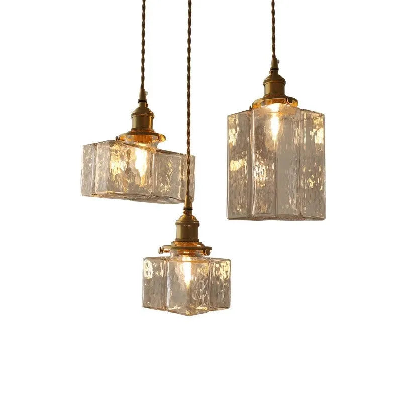 Gray | Textured Glass Pendant Light with Brass Finish