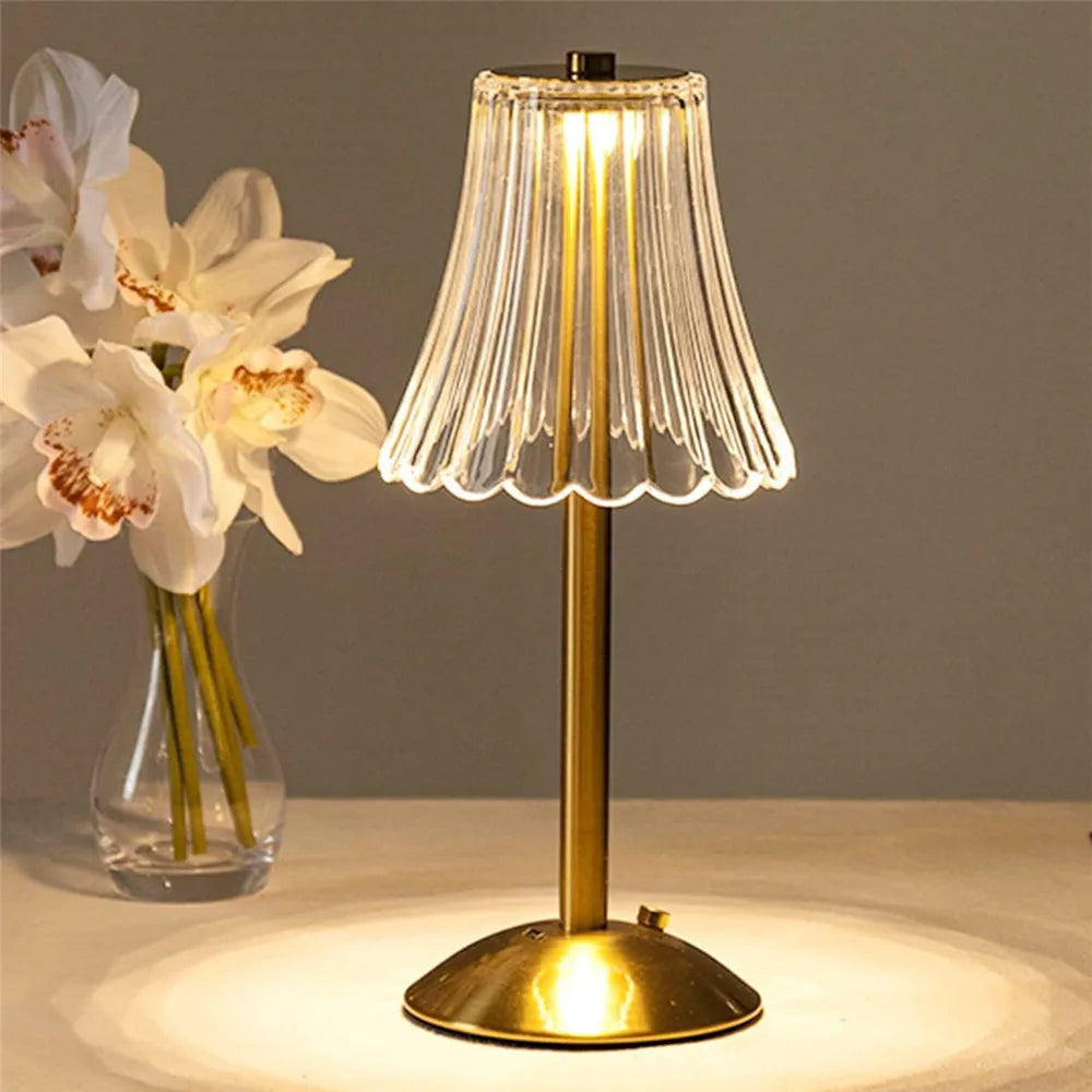 Zinovia | Rechargeable Crystal Table Lamp with Gold Finish