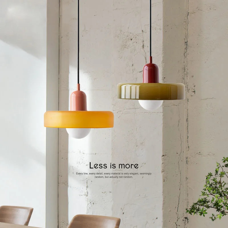 Lucienne | Glass Pendant Light with Coloured Shade