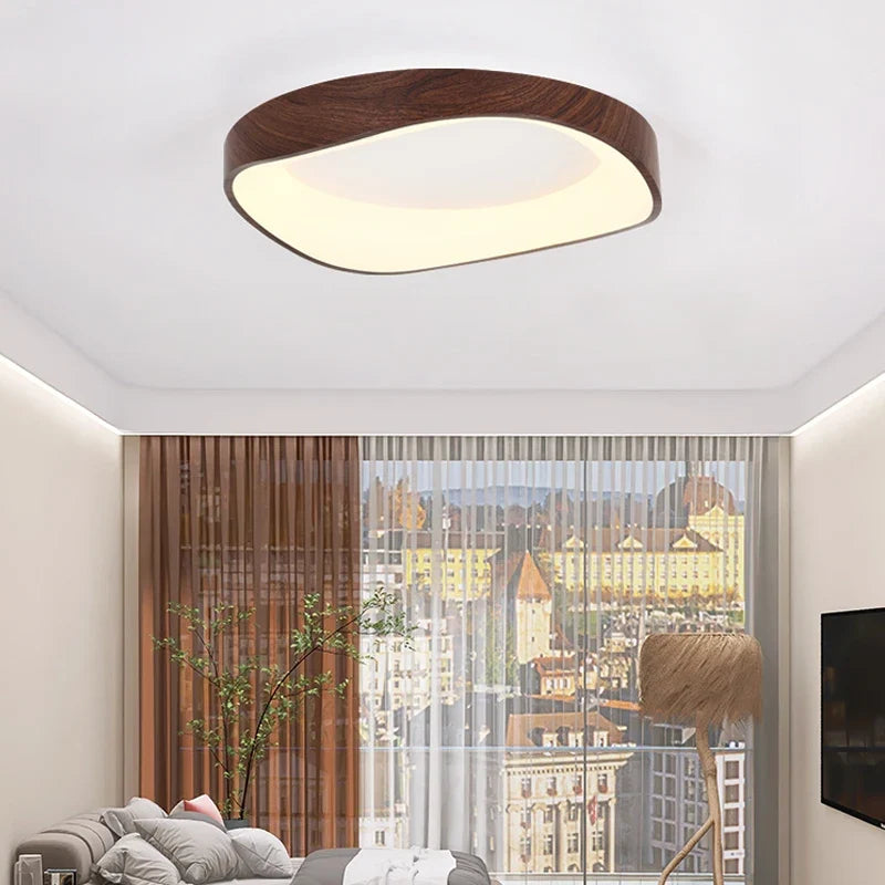Foxwell | Scandinavian Flush Mount Ceiling Light with Wood Finish