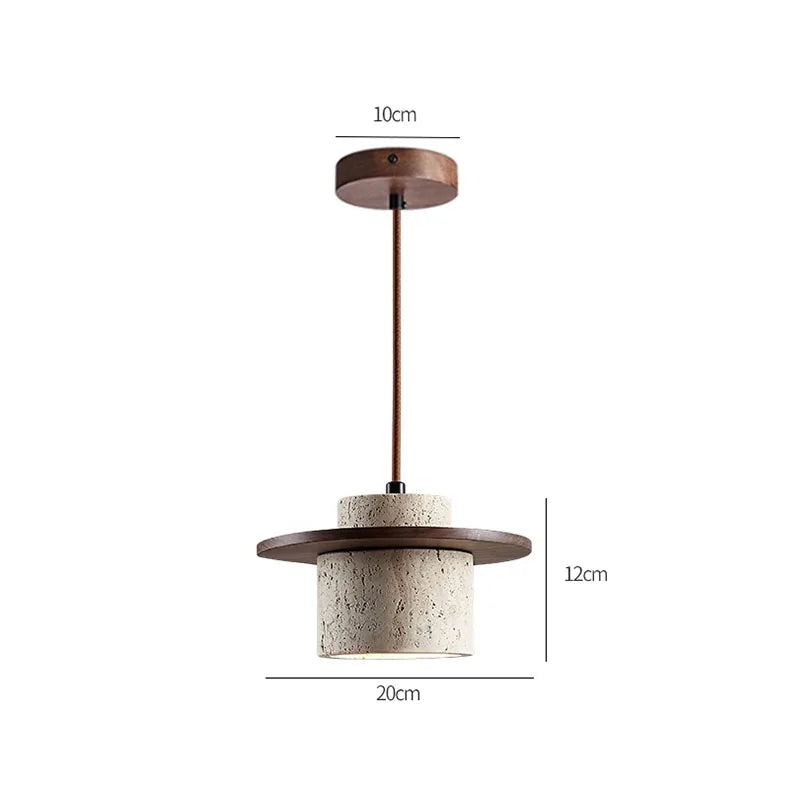 Riverstone | Pendant Light with Travertine and Wood Detailing