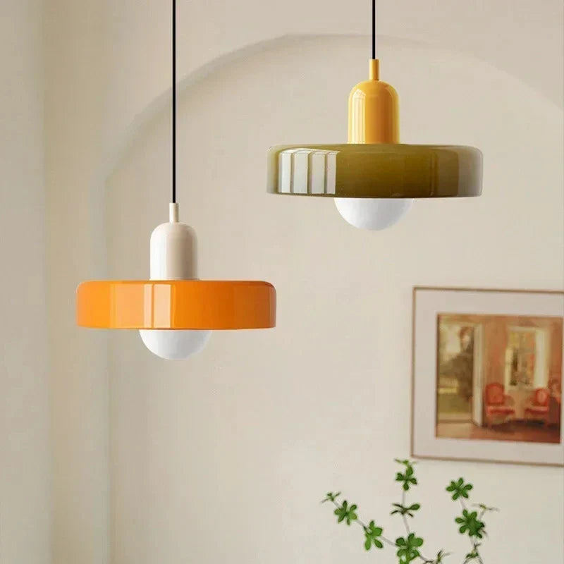Lucienne | Glass Pendant Light with Coloured Shade