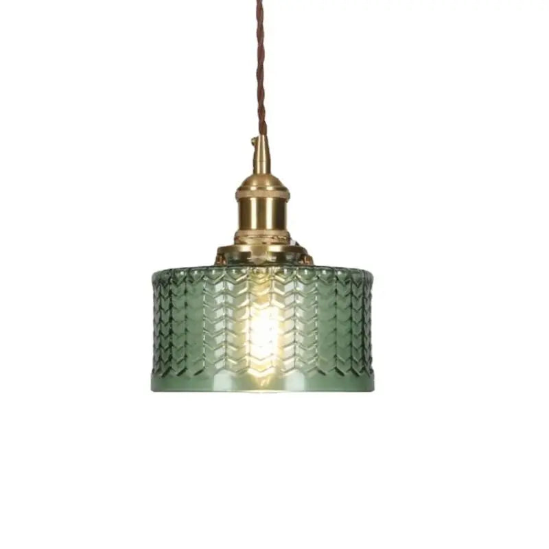 Yael | Ribbed Glass Pendant Light with Brass Fitting