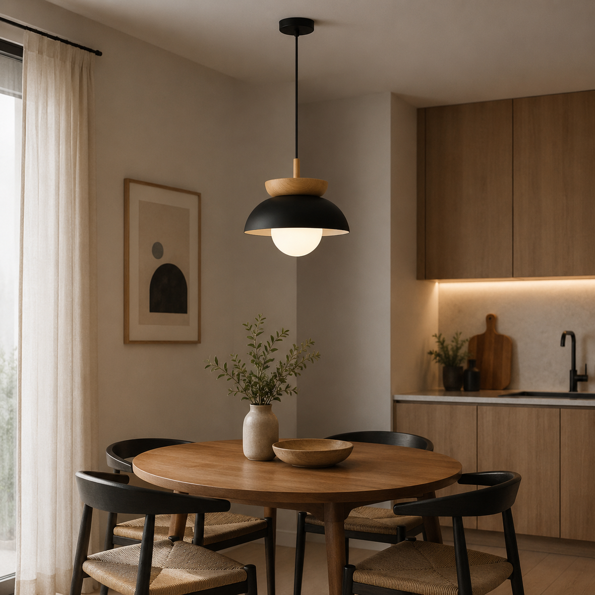 Orinoco | Wood and Metal Globe Pendant Light