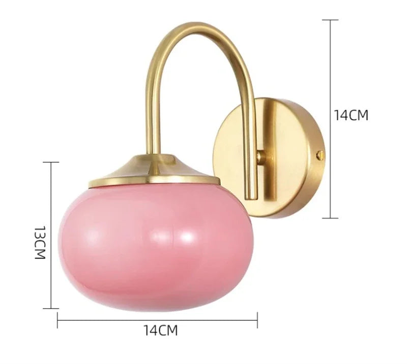 Peyton | Pink Globe Glass Wall Light
