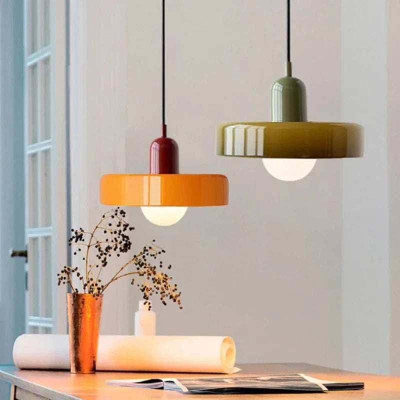 Lucienne | Glass Pendant Light with Coloured Shade