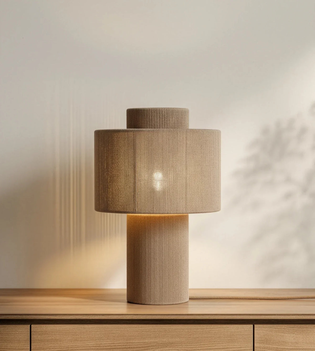 Rhoswen | Sculptural Cotton Table Lamp with Tiered Shade